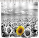 Riyidecor Sunflowers Shower Curtain 72x72 Inch Black White a Single Sunflower Rustic Flower Spring Landscape Decor Fabric Polyester Waterproof Metal Hooks 12 Pack