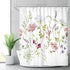 Riyidecor Herbs Floral Plants Shower Curtain Watercolor Wildflowers Delicate Flower Pink Tansy Pansies Retro White Decor Fabric Bathroom Polyester Waterproof 72" W x 72" H Plastic Hooks 12 Pack