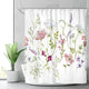 Riyidecor Herbs Floral Plants Shower Curtain Watercolor Wildflowers Delicate Flower Pink Tansy Pansies Retro White Decor Fabric Bathroom Polyester Waterproof 72" W x 72" H Plastic Hooks 12 Pack