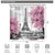 Riyidecor Paris Eiffel Tower Shower Curtain for Bathroom Decor 72Wx72H Inch Pink Paris Theme Bath Set for Women Girls Vintage Eiffel City Landscape Home Accessories Fabric Waterproof 12 Pack Hooks