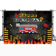 Riyidecor Firetruck Happy Birthday Party Backdrop Fireman Fire Truck Firefighter 7x5 Feet Black Red Photography Background Boy Birthday Decorations Celebration Photo Banner Photo Booth Vinyl Cloth