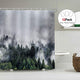 Riyidecor Misty Smokey Forest Landscape Shower Curtain Green Tree Fog Nature Decor Fabric Set Polyester Waterproof 72Wx72H Inch 12 Pack Plastic Hooks