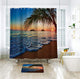 Riyidecor Sunset Hawaiian Shower Curtain Beach Tropical Palm Tree Ocean Decor Fabric Panel Bathroom Set 72x72 Inch 12 Pack Plastic Shower Hooks Included
