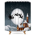 Riyidecor Night Santa Claus Sleigh Chimney Sliver Shower Curtain Snowflake Merry Christmas Winter Deer Holiday Kids Gingerbread House Decor Fabric Polyester 72x72 Inch 12 Pack Plastic Hooks Included
