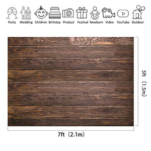 Riyidecor Wood Fabric Backdrop for Photography Brown Wooden Floor Retro Wall Rustic Photo Background 7Wx5H Feet Decorations Birthday Baby Shower Celebration Props