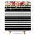 Riyidecor Flower Shower Curtain Panel Black and White Stripe Floral Wedding Rose Pink Herbs Decor Fabric Set Polyester Waterproof 72x72 Inch 12 Pack Included Plastic Hooks