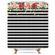 Riyidecor Flower Shower Curtain Panel Black and White Stripe Floral Wedding Rose Pink Herbs Decor Fabric Set Polyester Waterproof 72x72 Inch 12 Pack Included Plastic Hooks