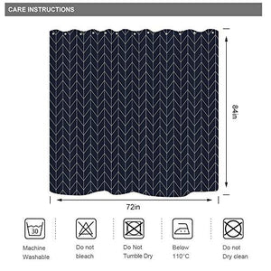Riyidecor Striped Herringbone Chevron Shower Curtain Panel Dark Grey Geometric Decor Fabric Bathroom Set Polyester Waterproof 72x84 Inch Plastic Hooks 12 Pack