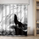 Riyidecor Wolf Silhouette Shower Curtain Black and White Howling Thunderstorm Moon Light Mystic Scary Scene Decor Fabric Bathroom Set Polyester Waterproof 72x72 Inch with Plastic Hooks 12 Pack