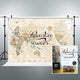 Corovy Adventure Awaits Backdrop World map Photography Background Vintage Yellow and Brown 7Wx5H Feet Decoration Celebration Props Party Photo Shoot Backdrop Vinyl Cloth
