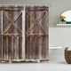Riyidecor Wooden Barn Door Shower Curtain Panel 72Wx72H Inch Metal Hooks 12 Pack Farmhouse Western Country Wood Rustic Brown Fabric Polyester Waterproof Bathroom Home Decor Set