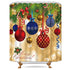 Riyidecor Merry Christmas Shower Curtain Colorful Balls Christmas Tree Winter Ribbon Kids Decor Fabric Set Polyester Waterproof 72x72 Inch 12-Pack Plastic  Hooks