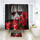Riyidecor Red Rose Wine Shower Curtain for Bathroom Decor 72Wx72H Inch Valentines Romantic Floral Blooming Flower Lovers Couple Candles Panel Fabric Waterproof Polyester with 12 Pack Plastic Hooks
