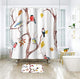 Riyidecor Birds Shower Curtain Watercolor Cute Lovely Classy Twig Branch Brown Trees Oil Painting Herbs 72x72 Inch Decor Fabric Set Polyester Waterproof 12 Pack Hooks