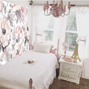 Riyidecor Watercolor Floral Rose Tapestry Elegant Pink Bloom Flowers and Leaves Spring Plant Botanical White Rustic Home Decor Wall Hanging for Living Room Bedroom Dorm 60x80 Inches