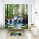Riyidecor Scenic Nature Shower Curtain Forest Tree Spring Waterfall 72X72 Inch Rainforest Foliage Misty Jungle River Tropical Landscape Swan Lake Green Unique Home Polyester Fabric Bathroom Decor