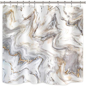 Riyidecor Grey Marble Shower Curtain Set for Bathroom Decor 72Wx72H Inch Abstract Geomatric Ink Lines Striped Home Decor for Men Women Cracked Art Print Waterproof Fabric 12 Pack Shower Metal Hooks