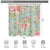 Riyidecor Fabric Pink Flower Shower Curtain for Bathroom 72Wx72H Inch Rose Floral Blooming Green Leaves for Girls Women Bathtub Accessories Decor Rustic Retro Waterproof Fabric Bathroom 12 Pack Hooks