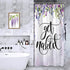 Riyidecor Small Stall Shower Curtain Purple Floral Half Get Naked 36Wx72L Inch Wisteria Flower Cute Weeping Blossom Vine Green Leaves Spring Aesthetic Polyester Waterproof Fabric Bathroom Decor Fabric