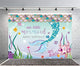 Riyidecor Little Mermaid Backdrop Happy Birthday Party Cartoon Undersea Water Plants 7x5 Feet Colorful Girls Shiny Cute Kids Baby Studio Photography Celebration Props Photo Shoot Vinyl Cloth