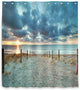 Riyidecor Extra Long Ocean Beach Shower Curtain 72W x 84H Sunset Scenic Blue Sky Seaside Landscape Sand Decor Fabric Bathroom Clawfoot Tub 12 Pack Plastic Shower Hooks