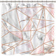 Riyidecor Geometric Marble Pink Stripes Shower Curtain Surface Blocks Cracked Pattern Lines White Panel Realistic Art Printed Fabric Waterproof Bathtub Decor 12 Pack Plastic Hooks 72x72 Inch