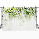Riyidecor Bridal Floral Wall Backdrop Yarn Wall Photography Background 8Wx6H Feet White and Yellow Flowers and Green Leaves Decoration Wedding Props Party Photo Shoot Backdrop Vinyl Cloth