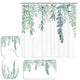 Riyidecor Green Leaves Shower Curtain 60Wx72H Inch with 3 Piece Bathroom Rug Set Metal Hooks Watercolor Botanical Bath Contour Mat Toilet Lid Cover U Shaped Non-Slip Washroom Decor Shower Accessories
