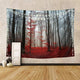 Riyidecor Red Forest Tapestry 80Wx60H Inch Gothic Mysterious Rainy Foggy Nature Scene Burgundy Black Tree Leaf Modern Autumn Wall Hanging Bedroom Living Room