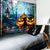 Riyidecor Halloween Pumpkins Lantern Tapestry 60x80 Inch Funny Wood Nightly Spooky Forest Terror Fashion Chic Decor Set Bedroom Living Room Dorm Wall Hanging