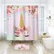 Unicorn Shower Curtain Kids Girls Pink Animals Cartoon Floral Colorful Oil Painting Decor Fabric Set Polyester Waterproof 72x72 Inch 12-Pack Plastic Hooks