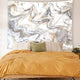 Riyidecor Grey and White Marble Tapestry Golden Wave 51x59 Inch Crack Textured Abstract Nature Modern Simple Art Wall Hanging Decor Home Fabric Dorm Bedroom