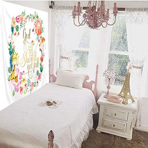 Riyidecor Inspiration Quotes Tapestry Giraffe Flower Floral Colorful God is Within Her She Will Not Fall Motivation Positive 51x59 Inch Modern Simple Decoration Bedroom Living Room Dorm Wall Hanging