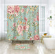 Riyidecor Fabric Pink Flower Shower Curtain for Bathroom 72Wx72H Inch Rose Floral Blooming Green Leaves for Girls Women Bathtub Accessories Decor Rustic Retro Waterproof Fabric Bathroom 12 Pack Hooks