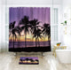 Riyidecor Sunset Beach Shower Curtain Tropical Palm Tree Landscape Hawaii Ocean Coastal Seaside Medallion Decor Fabric Polyester Waterproof 72x72 Inch 12 Pack Plastic Hooks