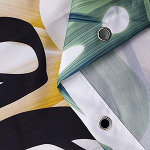 Riyidecor Palm Leaf Shower Curtain Get Naked Green Tropical Tree Black Font Funny Coconut Plant Modern Chic Polyester Fabric Waterproof Bathroom 72x72 Inch 12 Pack Plastic Hooks