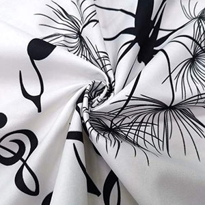 Riyidecor Music Dandelions Bloom Flower Tapestry 51x59 Inch Flying Music Notes Wind Spring Silhouette Black and White Botanical Wall Hanging Blankets Bedroom Living Room Art Home Decor