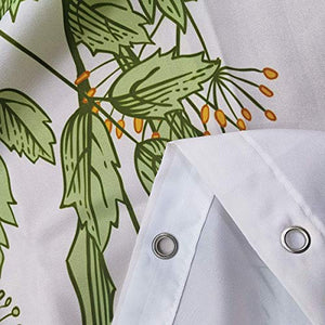 Riyidecor Fabric Green Leaves Shower Curtain for Bathroom Decor 72Wx72H Inch Floral Flower Botanical Decorative Bath Set Plants Herbs Bathroom Accessories Polyester Waterproof 12 Pack Hooks