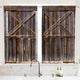 Riyidecor Rustic Wooden Barn Doors Kitchen Curtains Old Countryside Rod Pocket Woods Retro Brown Farmhouse Printed Living Room Bedroom Window Drapes Treatment Fabric 2 Panels 55 x 39 Inch