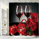 Riyidecor Red Rose Wine Shower Curtain for Bathroom Decor 72Wx72H Inch Valentines Romantic Floral Blooming Flower Lovers Couple Candles Panel Fabric Waterproof Polyester with 12 Pack Plastic Hooks