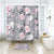 Riyidecor Floral Shower Curtain Pink Rose Rustic Blossom Flower Grey Chic Spring Leaves Garden Plants Fabric Waterproof Home Decor 12 Pack Plastic Hook 72x72 Inch