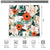 Riyidecor Fabric Spring Flower Shower Curtain for Bathroom Decor 72Wx72H Inch Red Floral Green Leaf Bathtub Accessories for Girl Women Herb Botanical Decorative Set Polyester Waterproof 12 Pack Hooks