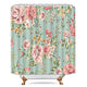 Riyidecor Fabric Pink Flower Shower Curtain for Bathroom 72Wx72H Inch Rose Floral Blooming Green Leaves for Girls Women Bathtub Accessories Decor Rustic Retro Waterproof Fabric Bathroom 12 Pack Hooks
