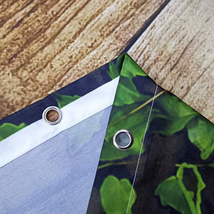 Riyidecor Stall Wooden Shower Curtain 36Wx72H Inch Rustic Wood Bran Door Wooden Green Leaves Antique Brown Wall Board Retro Bathroom Home Decor Waterproof Polyester 7 Pack Plastic Hooks