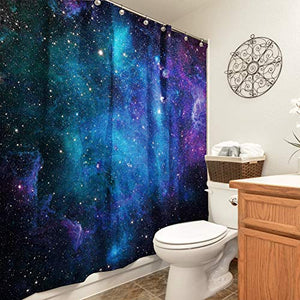 Riyidecor Extra Wide Space Nebula Clawfoot Tub Shower Curtain 108Wx72H Inch Galaxy Outer 18 Metal Hooks Universe Planets Magical Fantasy Star Ocean Decor Fabric Waterproof Polyester Bathroom