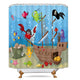 Riyidecor Pirate Ship Shower Curtain Boys Underwater Ocean Fish Kids Sea Marine Animal Decor Fabric Bathroom 72x72 Inch 12 Pack Plastic Shower Hooks