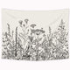 Riyidecor Plant Floral Tapestry Herbs Wild Flower 80Wx60H Inch Nature Botanical Vintage Blossom Garden Aesthetic Sketch Trendy Modern Wall Hanging Bedroom Living Room Decor