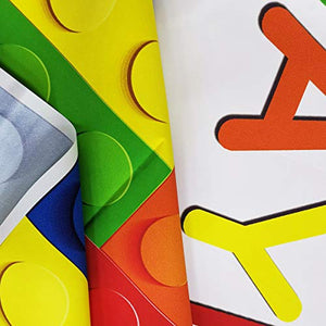 Riyidecor Birthday Backdrop for Boys Colorful Building Blocks Party Kid 7x5 Feet Photography Backgrounds Home Decor Celebration Photo Shoot Studio Props Banner Vinyl Cloth