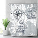Riyidecor Extra Long Nautical Sailboat Map Shower Curtain 72Wx84H Inch Boat Sketch Ship Wheel Compass Anchor Decor Fabric olyester Waterproof Fabric 12 Pack Plastic Hooks