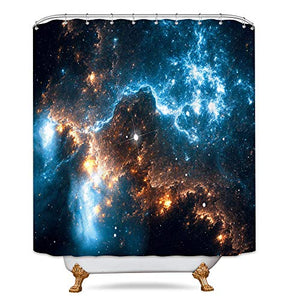 Riyidecor Galaxy Planet Shower Curtain Nebula Night Starry Sky Universe Space Fantasy Star Fabric Waterproof Home Bathtub Decor 12 Pack Plastic Hook 72x72 Inch